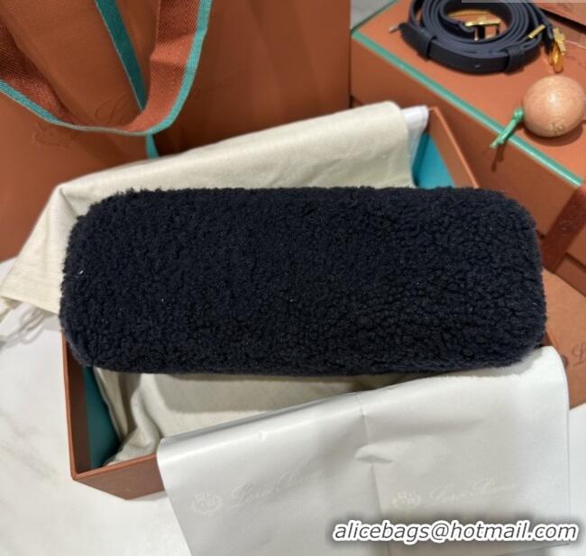 Best Product Loro Piana LP Extra Pocket Pouch L19 in Shearling & Leather 2301 Navy Blue 2025