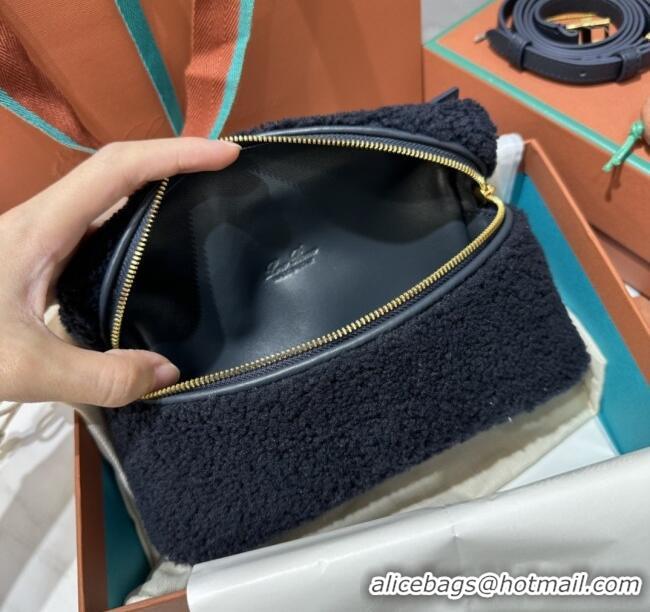 Best Product Loro Piana LP Extra Pocket Pouch L19 in Shearling & Leather 2301 Navy Blue 2025