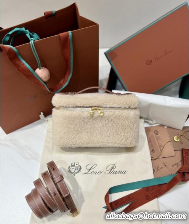 Pretty Style Loro Piana LP Extra Pocket Pouch L19 in Shearling & Leather 2301 Beige 2025