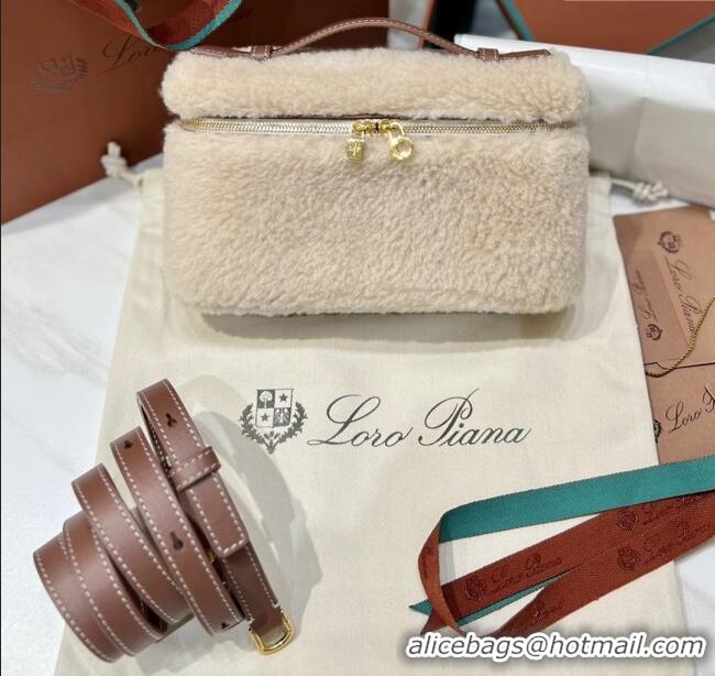 Pretty Style Loro Piana LP Extra Pocket Pouch L19 in Shearling & Leather 2301 Beige 2025