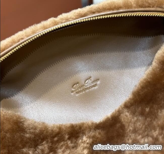 Top Grade Loro Piana LP Extra Pocket Pouch L19 in Shearling & Leather 2301 Brown 2025