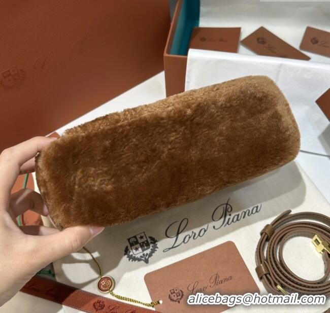 Top Grade Loro Piana LP Extra Pocket Pouch L19 in Shearling & Leather 2301 Brown 2025