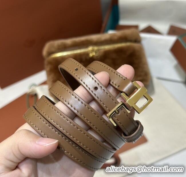 Top Grade Loro Piana LP Extra Pocket Pouch L19 in Shearling & Leather 2301 Brown 2025