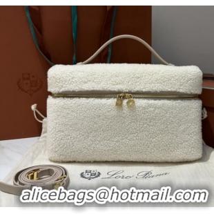 Top Grade Loro Piana LP Extra Pocket Pouch L27 in Shearling & Leather 2302 White 2025