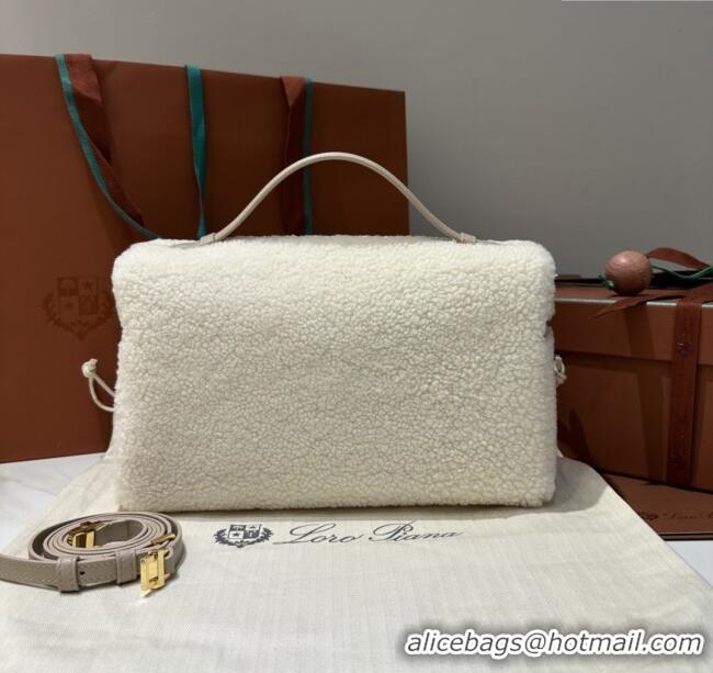 Top Grade Loro Piana LP Extra Pocket Pouch L27 in Shearling & Leather 2302 White 2025