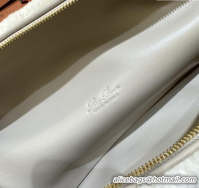 Top Grade Loro Piana LP Extra Pocket Pouch L27 in Shearling & Leather 2302 White 2025