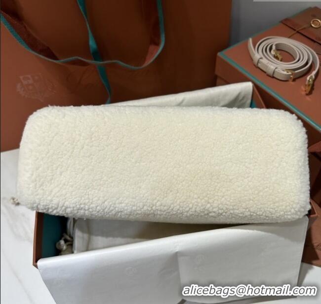 Top Grade Loro Piana LP Extra Pocket Pouch L27 in Shearling & Leather 2302 White 2025