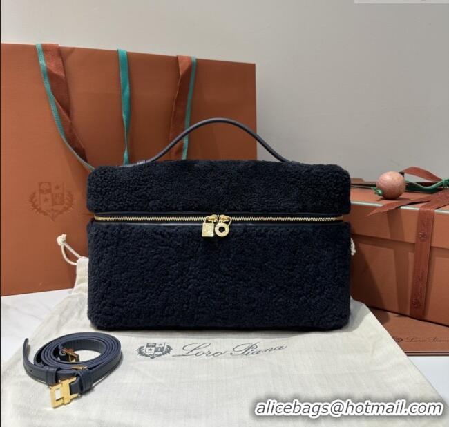Buy Cheap Loro Piana LP Extra Pocket Pouch L27 in Shearling & Leather 2302 Navy Blue 2025