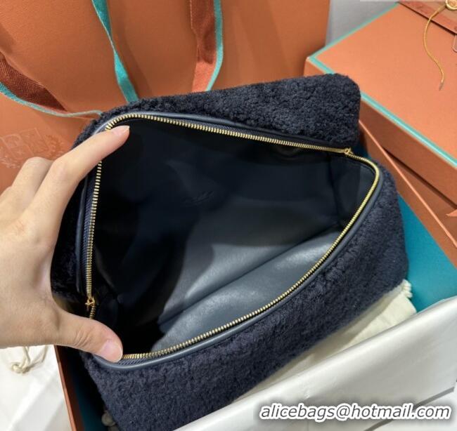 Buy Cheap Loro Piana LP Extra Pocket Pouch L27 in Shearling & Leather 2302 Navy Blue 2025
