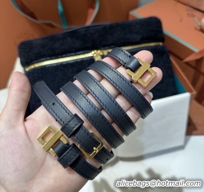 Buy Cheap Loro Piana LP Extra Pocket Pouch L27 in Shearling & Leather 2302 Navy Blue 2025