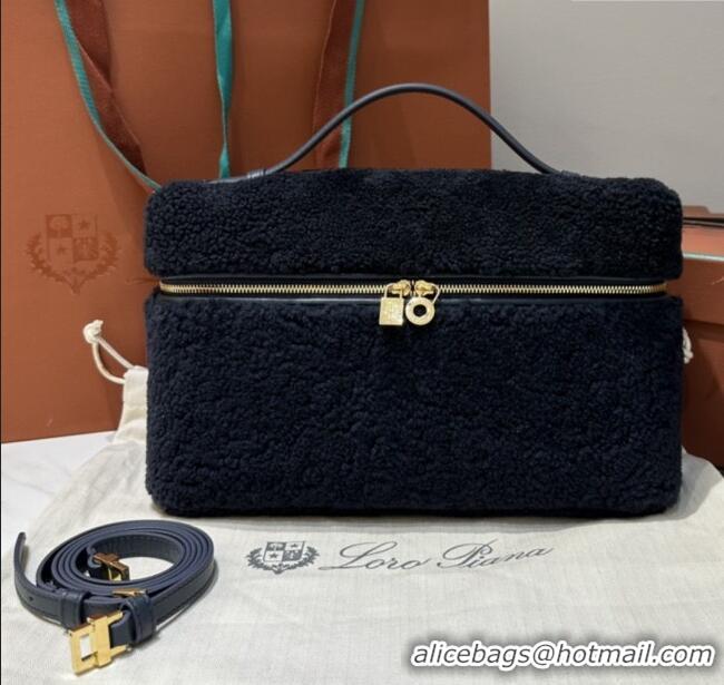 Buy Cheap Loro Piana LP Extra Pocket Pouch L27 in Shearling & Leather 2302 Navy Blue 2025