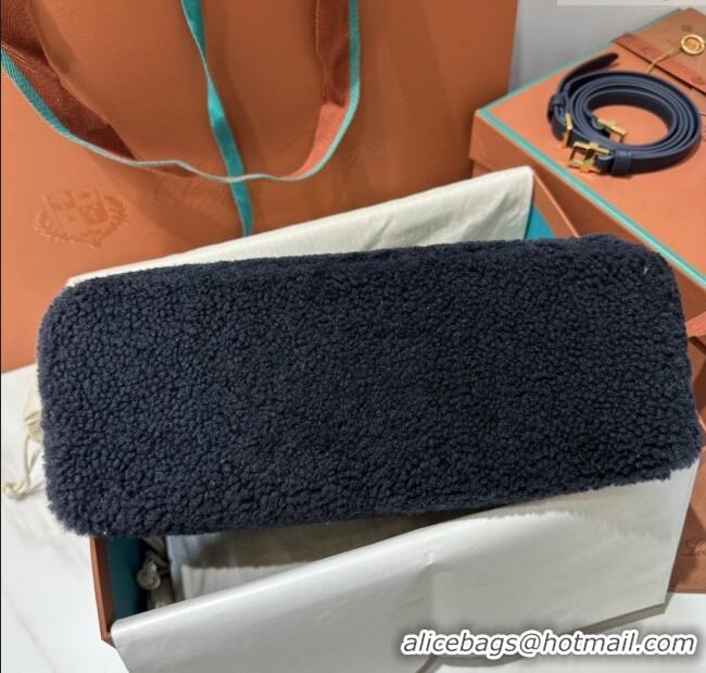 Buy Cheap Loro Piana LP Extra Pocket Pouch L27 in Shearling & Leather 2302 Navy Blue 2025