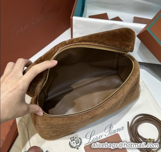 Trendy Design Loro Piana LP Extra Pocket Pouch L27 in Shearling & Leather 2302 Brown 2025