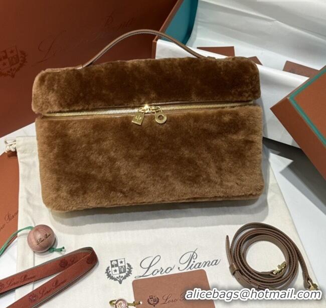 Trendy Design Loro Piana LP Extra Pocket Pouch L27 in Shearling & Leather 2302 Brown 2025