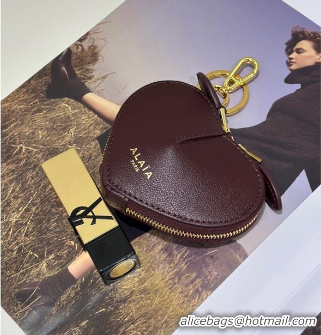 Trendy Design Alaia LE CŒUR Coin Purse in Goatskin 8841 Burgundy 2025