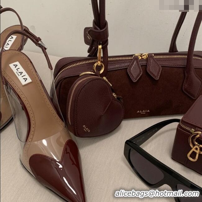 Trendy Design Alaia LE CŒUR Coin Purse in Goatskin 8841 Burgundy 2025