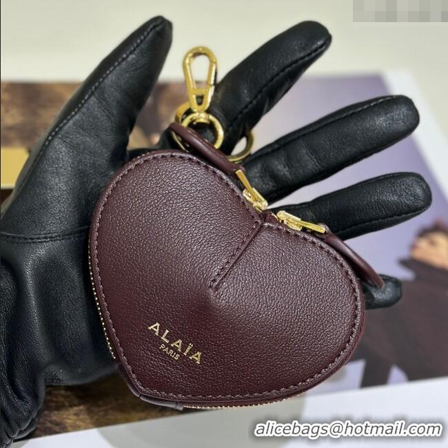 Trendy Design Alaia LE CŒUR Coin Purse in Goatskin 8841 Burgundy 2025