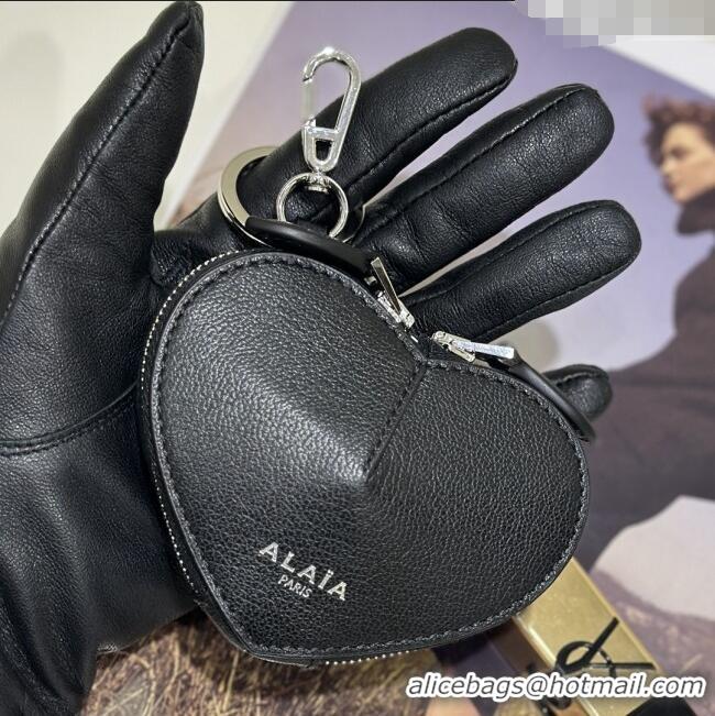Luxury Cheap Alaia LE CŒUR Coin Purse in Goatskin 8841 Black 2025