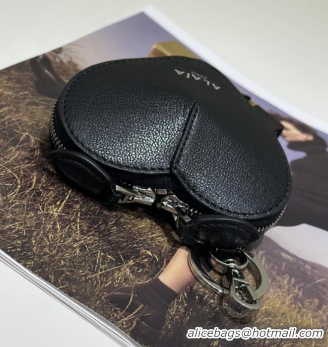 Luxury Cheap Alaia LE CŒUR Coin Purse in Goatskin 8841 Black 2025