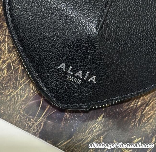 Luxury Cheap Alaia LE CŒUR Coin Purse in Goatskin 8841 Black 2025