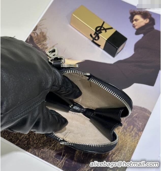 Luxury Cheap Alaia LE CŒUR Coin Purse in Goatskin 8841 Black 2025