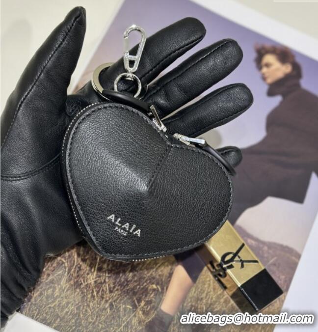 Luxury Cheap Alaia LE CŒUR Coin Purse in Goatskin 8841 Black 2025