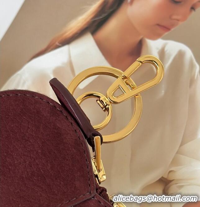 Best Price Alaia LE CŒUR Coin Purse in Suede 8841 Burgundy 2025