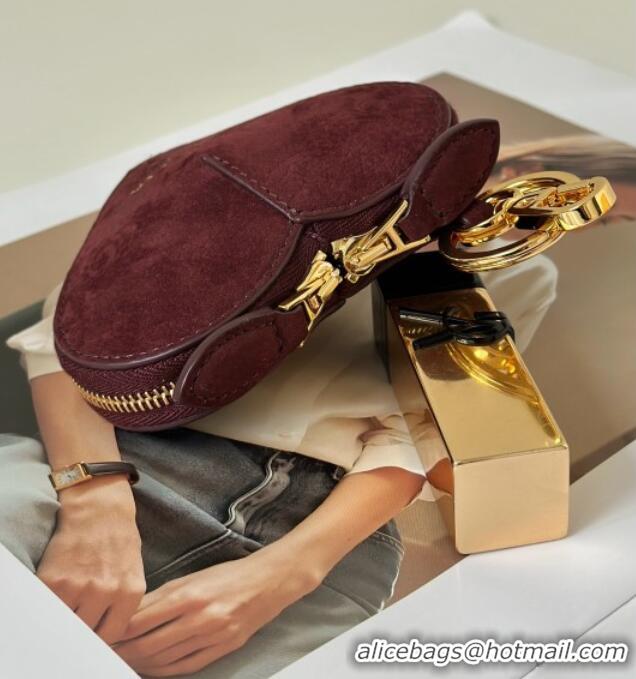 Best Price Alaia LE CŒUR Coin Purse in Suede 8841 Burgundy 2025