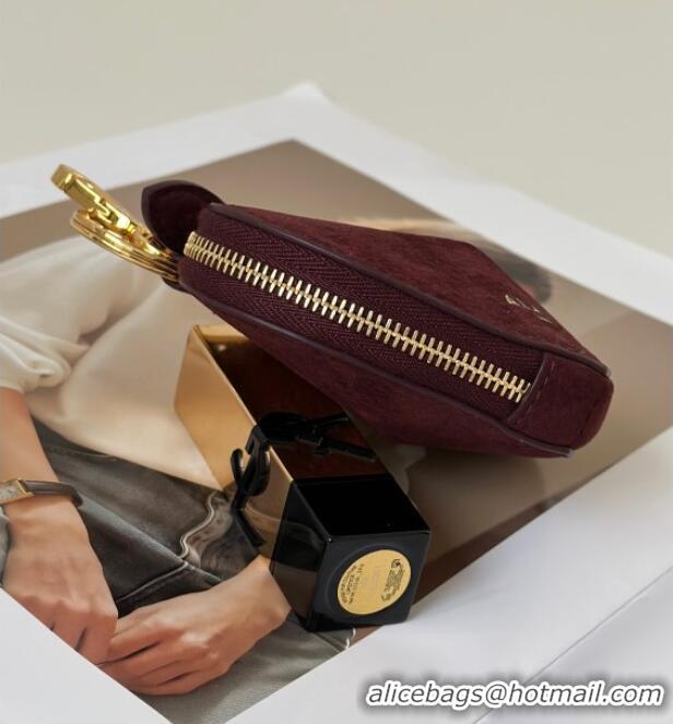 Best Price Alaia LE CŒUR Coin Purse in Suede 8841 Burgundy 2025