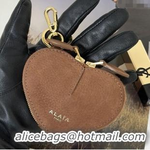 Super Quality Alaia LE CŒUR Coin Purse in Suede 8841 Brown 2025