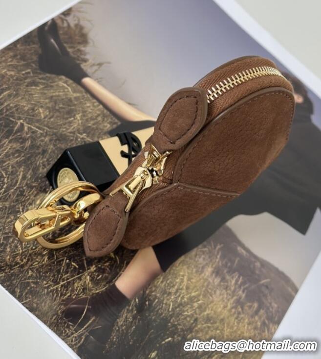 Super Quality Alaia LE CŒUR Coin Purse in Suede 8841 Brown 2025