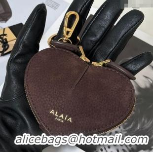 Best Product Alaia LE CŒUR Coin Purse in Suede 8841 Coffee 2025