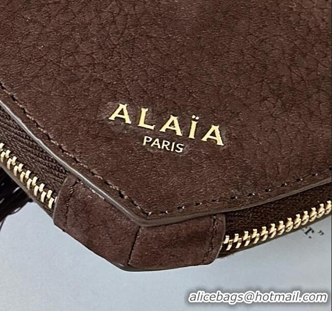 Best Product Alaia LE CŒUR Coin Purse in Suede 8841 Coffee 2025
