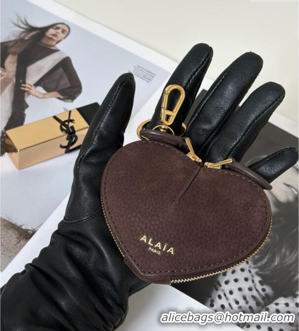 Best Product Alaia LE CŒUR Coin Purse in Suede 8841 Coffee 2025
