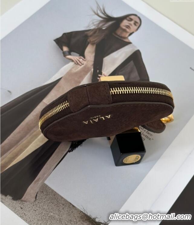 Best Product Alaia LE CŒUR Coin Purse in Suede 8841 Coffee 2025