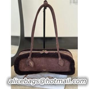 Best Grade Alaia Le Tecket Medium Long Shoulder bag in Suede Leather 8815 Coffee 2025