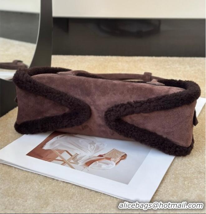 Best Grade Alaia Le Tecket Medium Long Shoulder bag in Suede Leather 8815 Coffee 2025