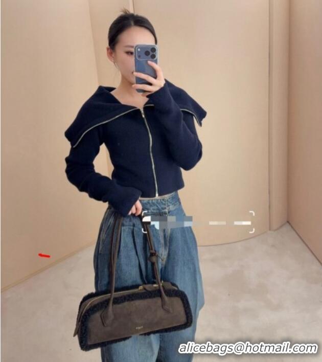 Best Grade Alaia Le Tecket Medium Long Shoulder bag in Suede Leather 8815 Coffee 2025