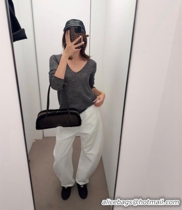 Best Grade Alaia Le Tecket Medium Long Shoulder bag in Suede Leather 8815 Coffee 2025