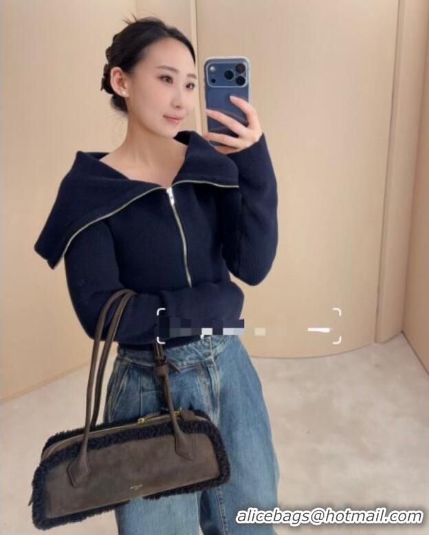 Best Grade Alaia Le Tecket Medium Long Shoulder bag in Suede Leather 8815 Coffee 2025