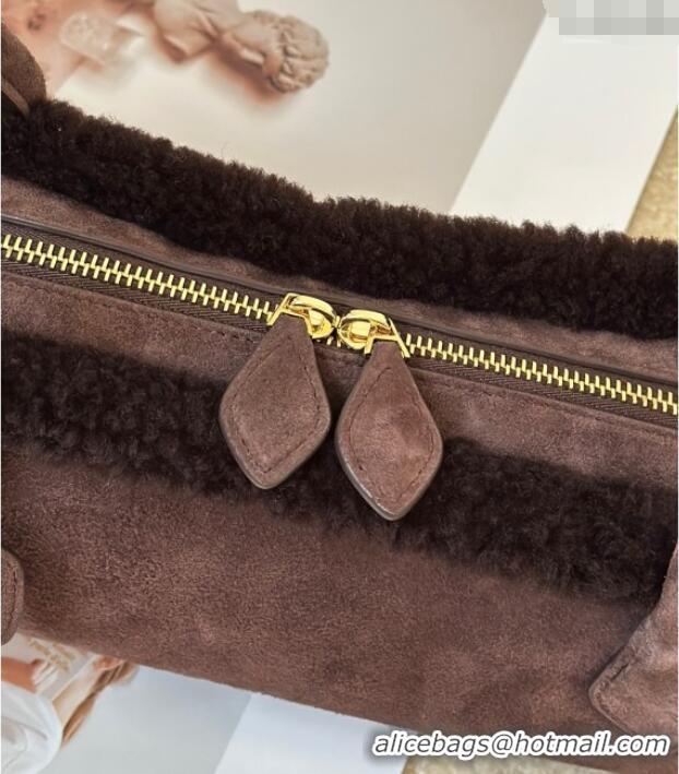 Best Grade Alaia Le Tecket Medium Long Shoulder bag in Suede Leather 8815 Coffee 2025