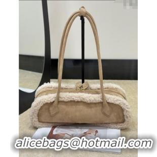 Famous Brand Alaia Le Tecket Medium Long Shoulder bag in Suede Leather 8815 Beige 2025