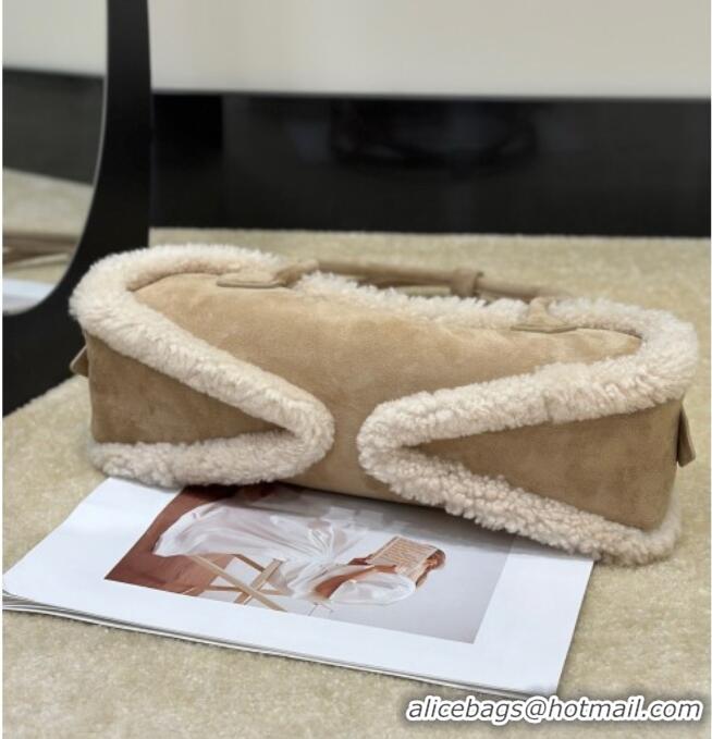 Famous Brand Alaia Le Tecket Medium Long Shoulder bag in Suede Leather 8815 Beige 2025