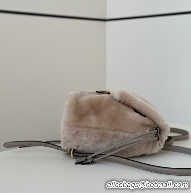Discount Fendi Backpack in Shearling 8695 Grey 2025 Top