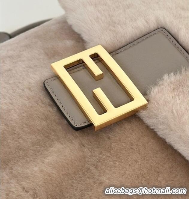 Discount Fendi Backpack in Shearling 8695 Grey 2025 Top