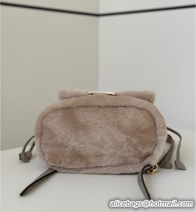 Discount Fendi Backpack in Shearling 8695 Grey 2025 Top
