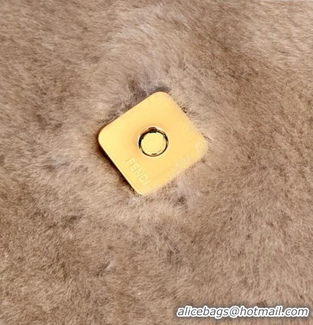 Discount Fendi Backpack in Shearling 8695 Grey 2025 Top