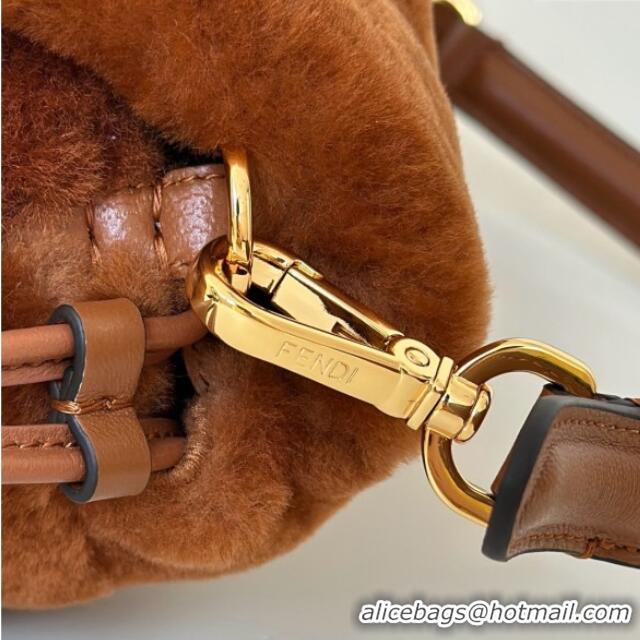 Shop Cheap Fendi Mamma Baguette Medium Bag in Shearling 8693L Brown 2025 Top