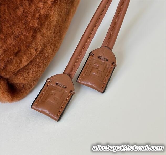 Shop Cheap Fendi Mamma Baguette Medium Bag in Shearling 8693L Brown 2025 Top