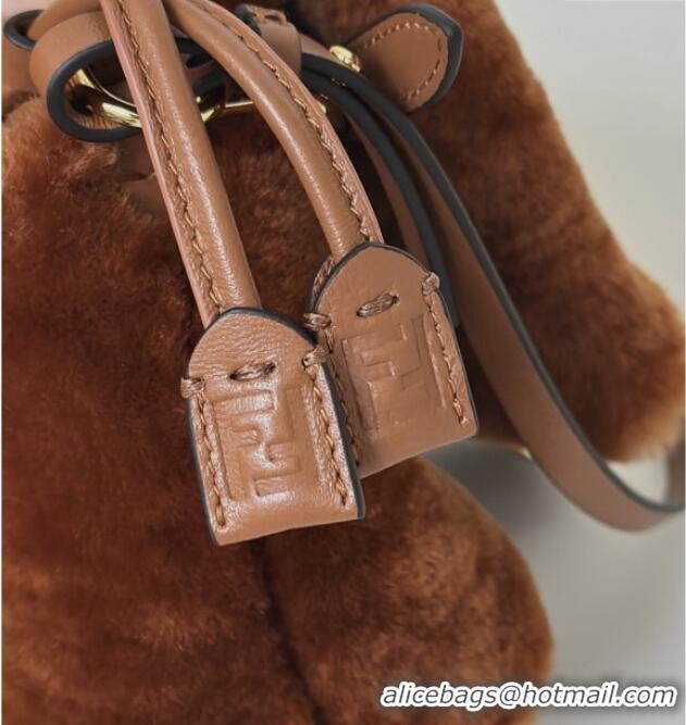 Promotional Fendi Mamma Baguette Small Bag in Shearling 8693S Brown 2025 Top